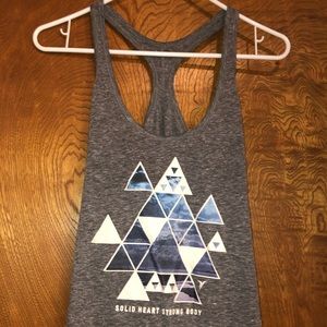 solid heart strong body gray tank top